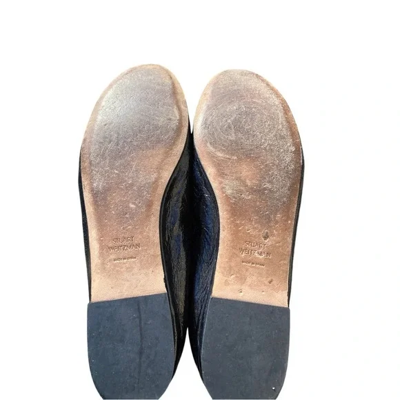 Stuart Weitzman Raven Flats bow black patton leather size 7.5 - Picture 6 of 9